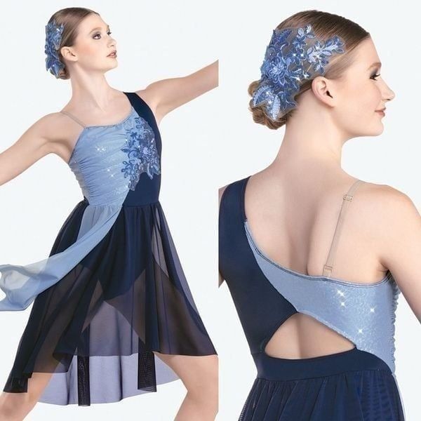 Revolution Dance Costume blue lyrical winter mesh MEMORIES RC23918 MA adult