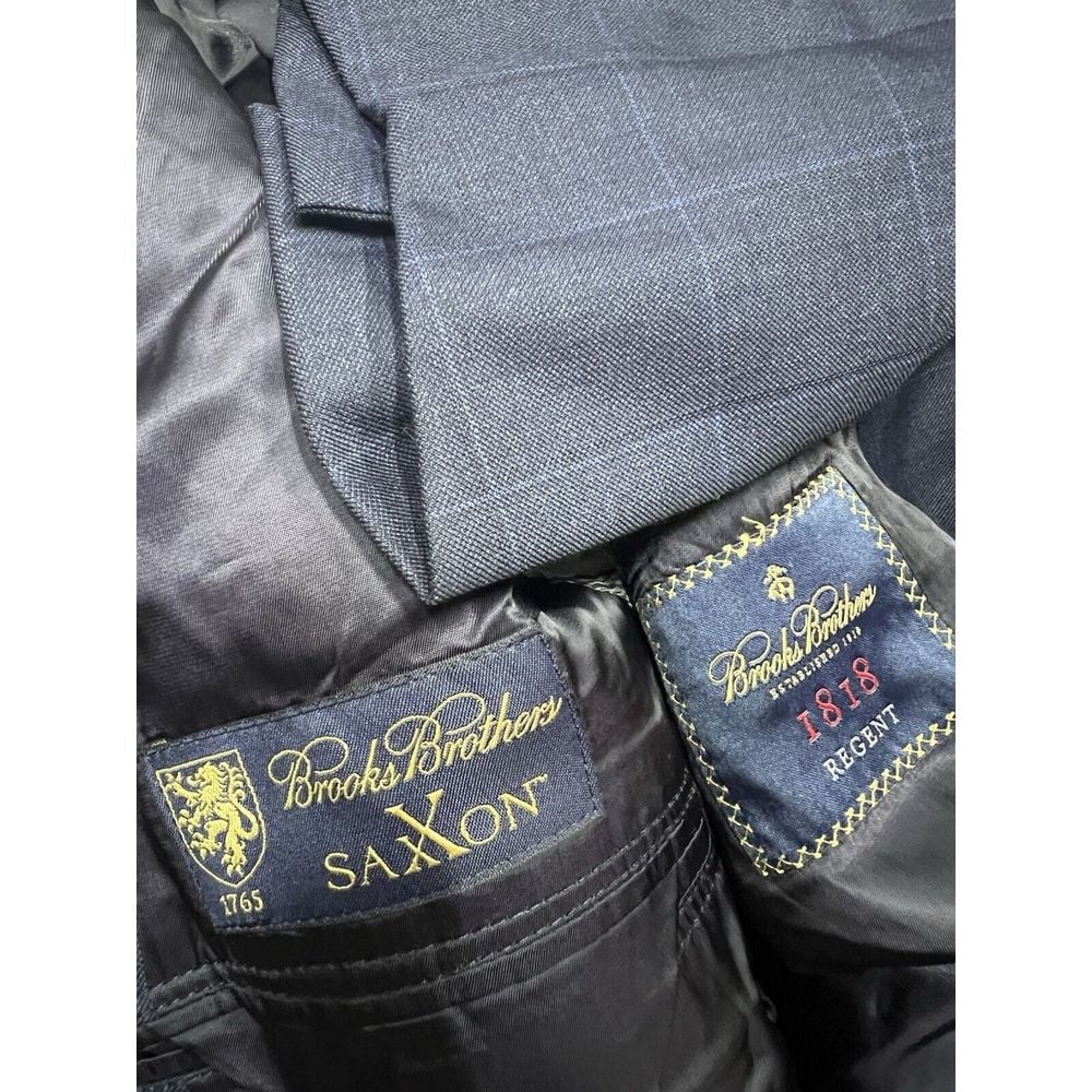BROOKS BROTHERS Regent Blue Check Saxxon Wool Blazer Sport Coat Jacket - 44r 42r
