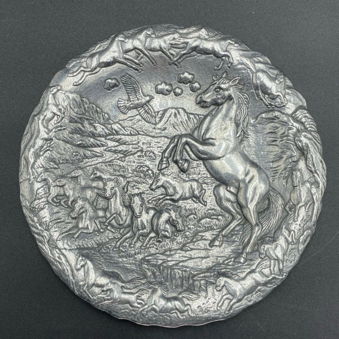 Arthur Court Wild Horses Mustang Equestrian Aluminum Nature Watch Plate 1992