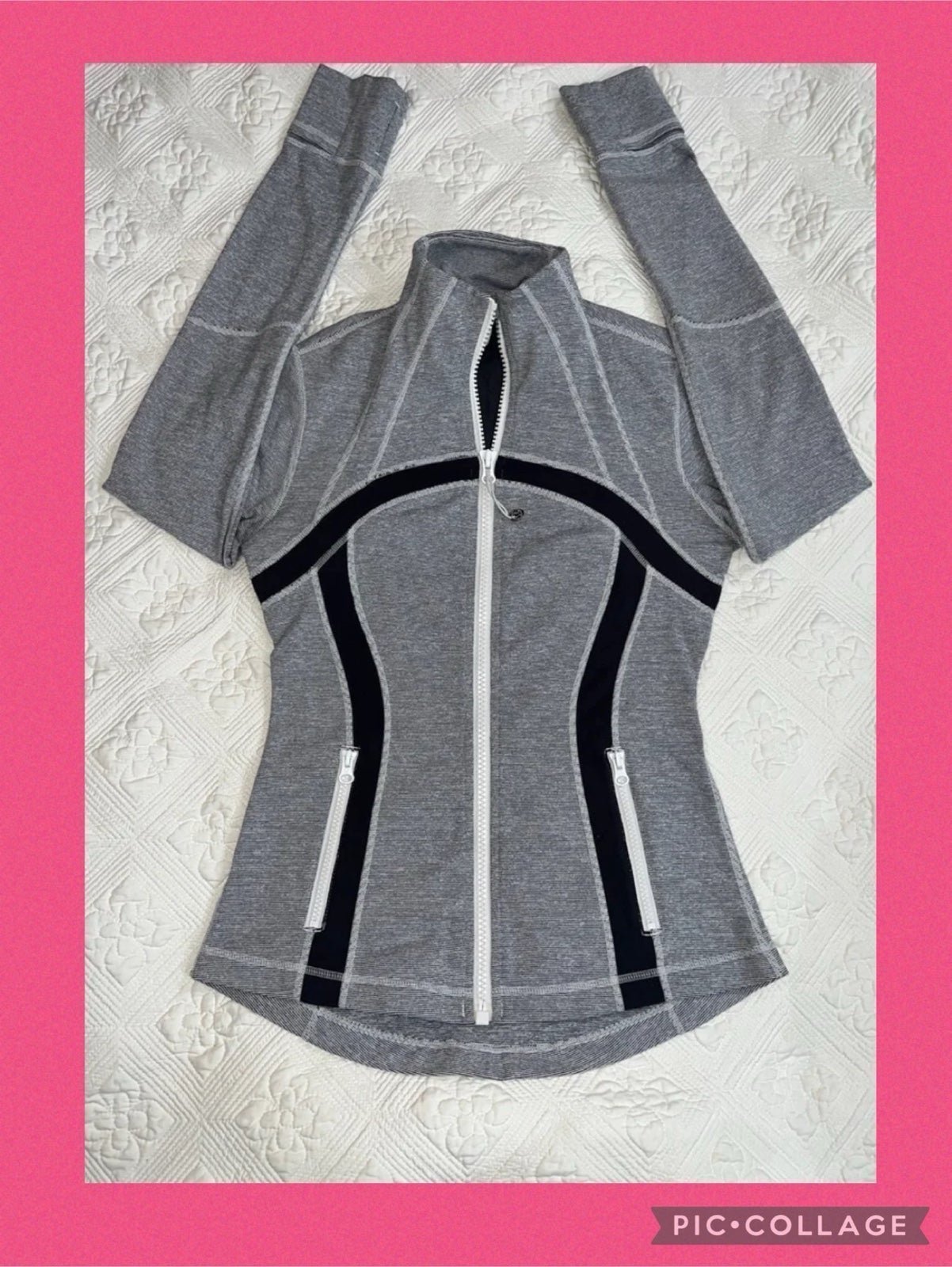 EUC! *RARE* ♥️ Lululemon DEFINE Zip Jacket (HEATHERED COAL Wee Stripe/BLACK) 6/8