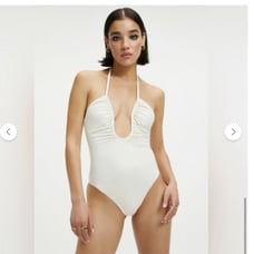Good American Leilani Halter Neck One Piece Swimsuit in Ivory 0 NWT