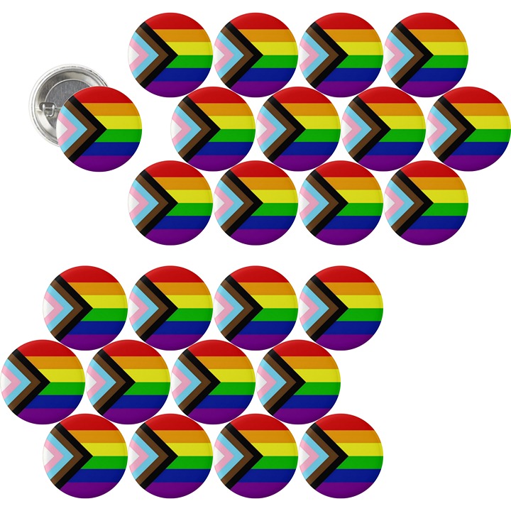 1.5” Set of x25 LGBTQ Inclusive Progress Rainbow Pride Flag Pins