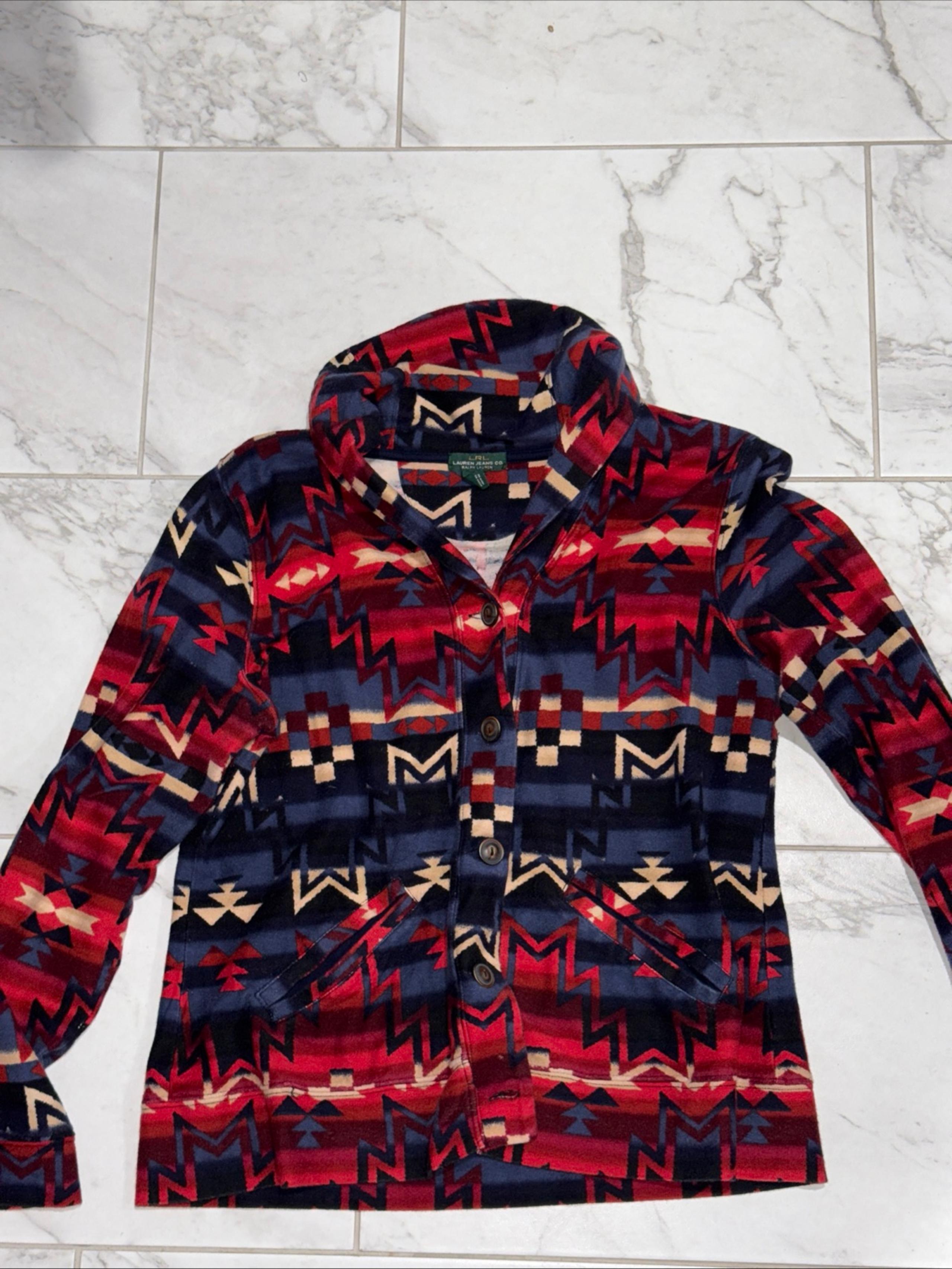 Ralph Lauren Sweater Aztec Southwestern Navajo Shawl Cardigan Womens Small