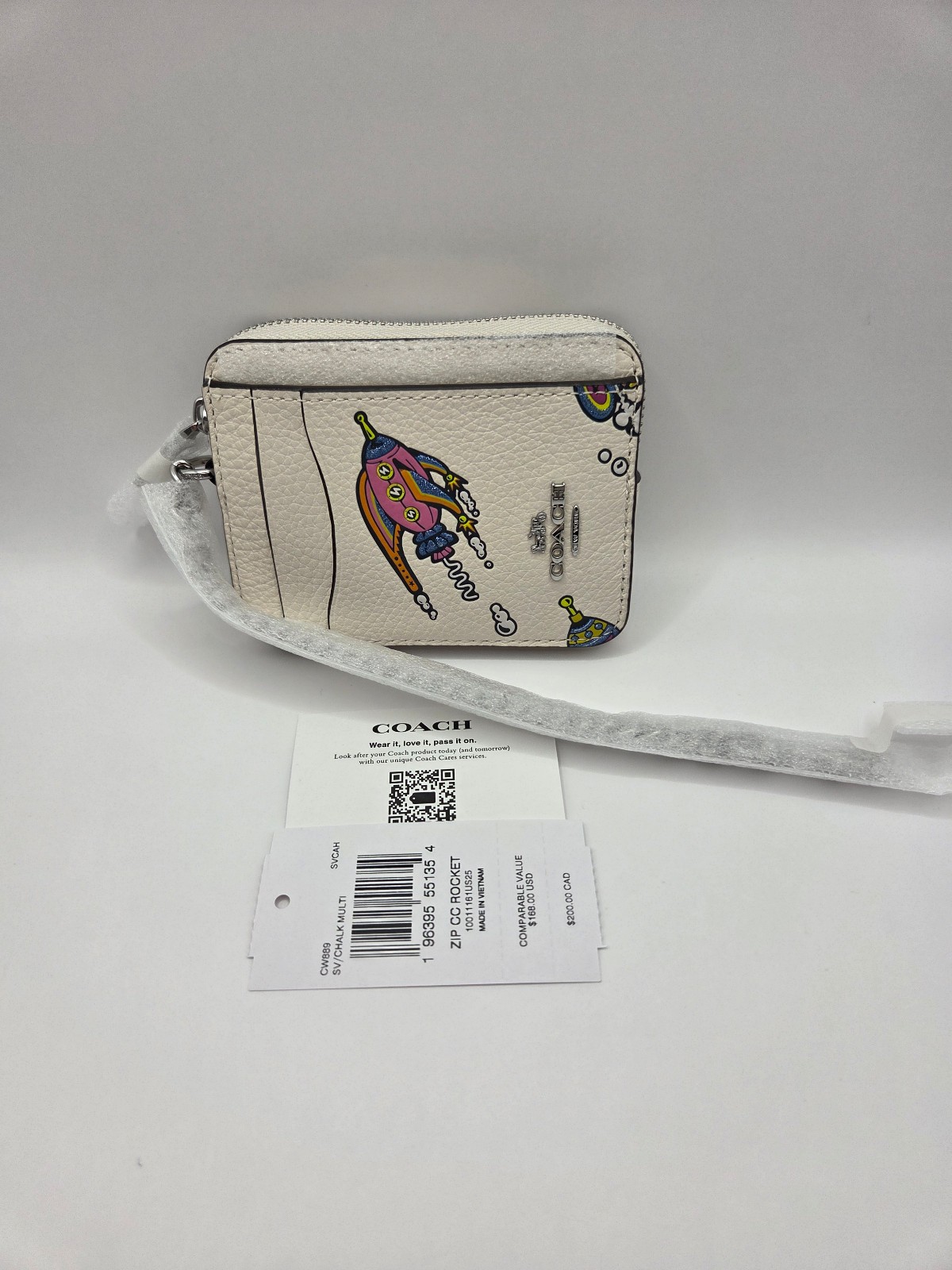 Coach Cosmic Zip Card Case With Rocket Print cw889