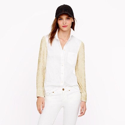 J Crew Collection Sequin Sleeve Shirt