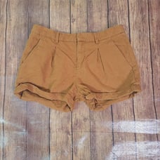 A.L.C. Womens Shorts Tan 6 Linen Blend Pleated Front Cuffed