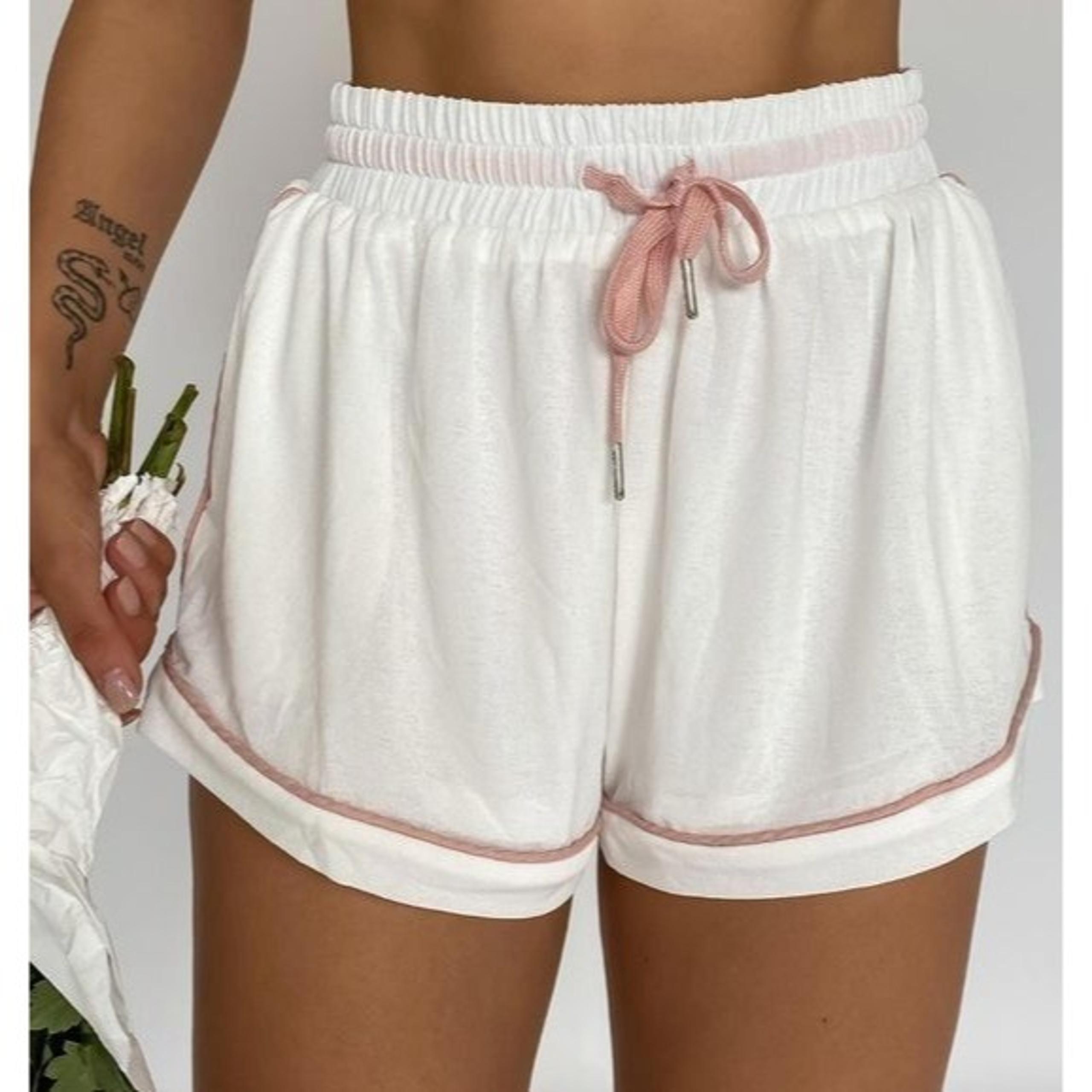 New Princess Polly Imarni Shorts Pink White Elastic Waist Lined Size 4