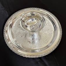 Vintage Oneida Silverplate Attached Chip & Dip Serving Tray Platter 12”