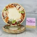 Home Trends HIBISCUS Bamboo Edge Ferns Floral Red Border Dinner Plates Set of 4