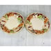 Home Trends HIBISCUS Bamboo Edge Ferns Floral Red Border Dinner Plates Set of 4