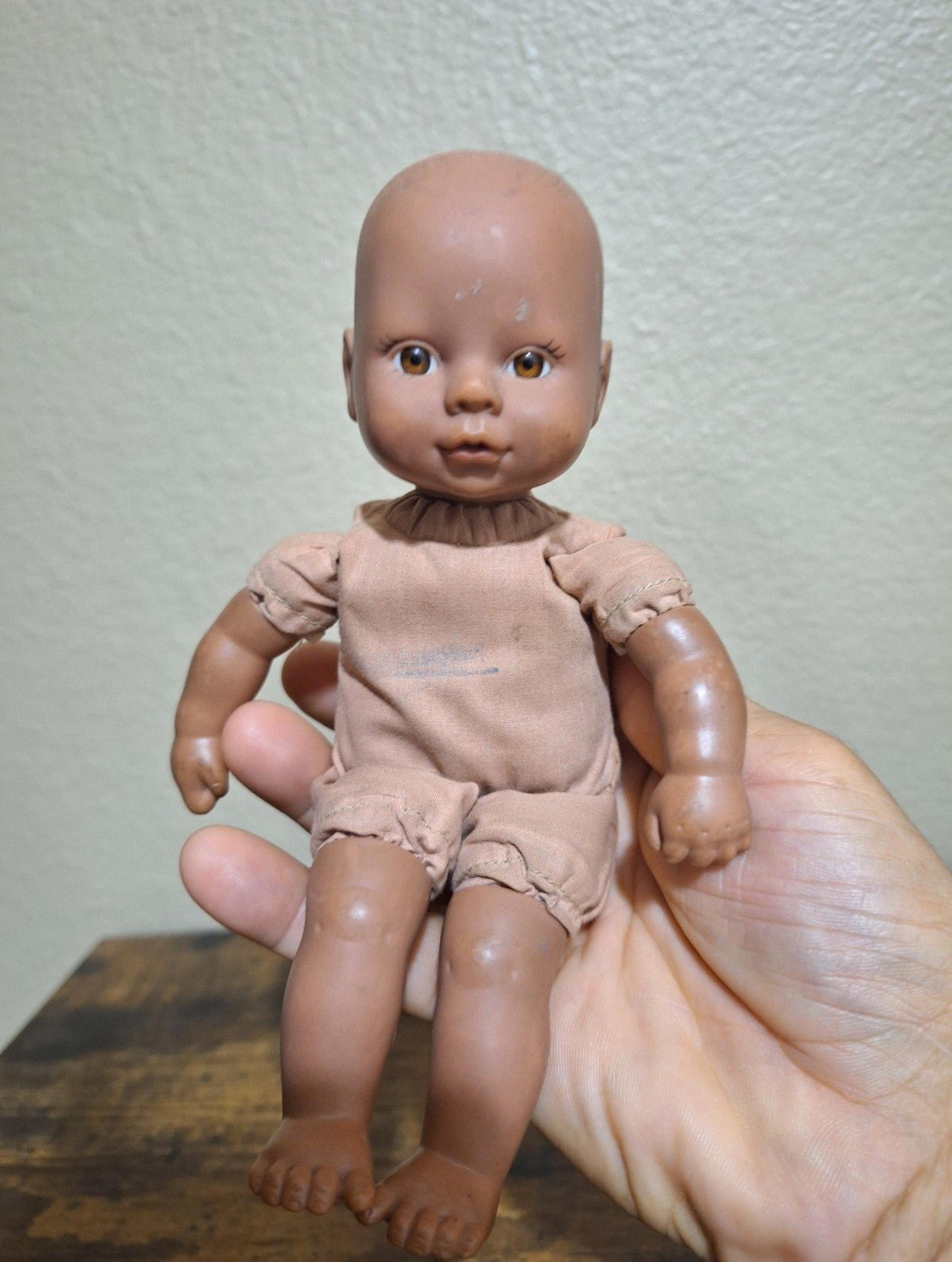 Adorable Vintage 1998 Realistic Cititoy 8" Bald African American Baby Doll.