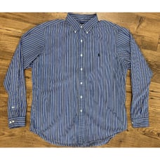 Vintage Ralph Lauren Button Down Shirt Mens L 16 1/2 Striped Classic Fit 80s