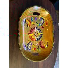 Vintage Floral Hand Painted Wooden Decorative Serving Tray Platter