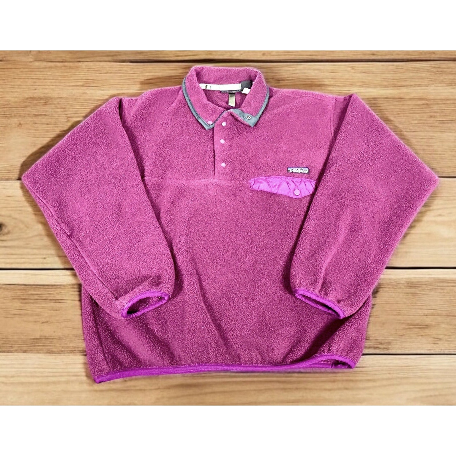 Vintage Patagonia Synchilla Snap-T Purple Snap Pocket Women’s Medium Made In USA