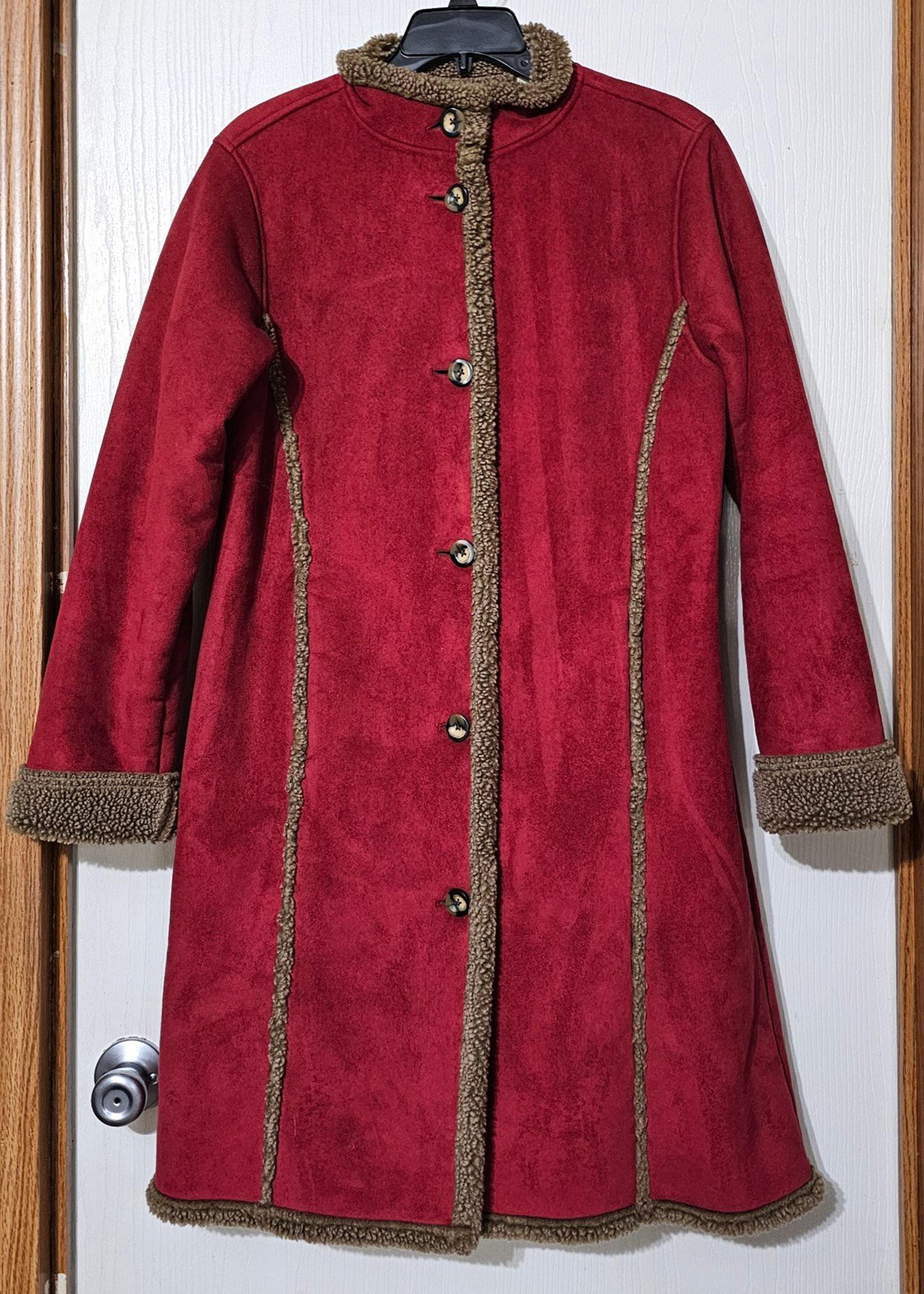 L.L.Bean Full Length Faux Suade Sherpa Lined Coat Women’s Size Small