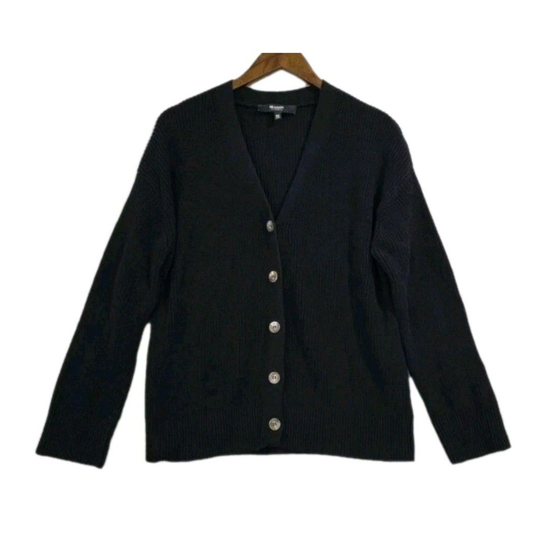 HUDSON Women's XL Button Front Cotton Knit Cardigan Sweater Dropped Shoulders