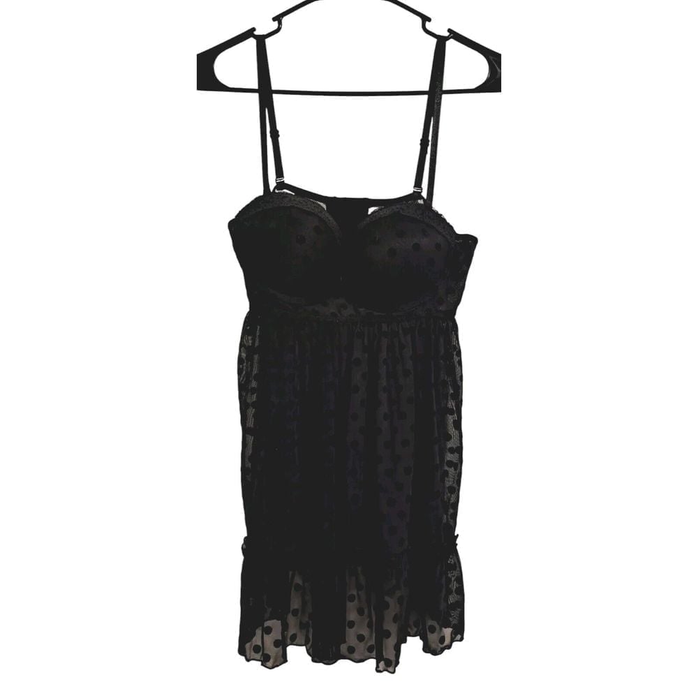 Jessica Simpson Black Lace Ruffle Babydoll Nightgown Size Medium Sexy Lingerie
