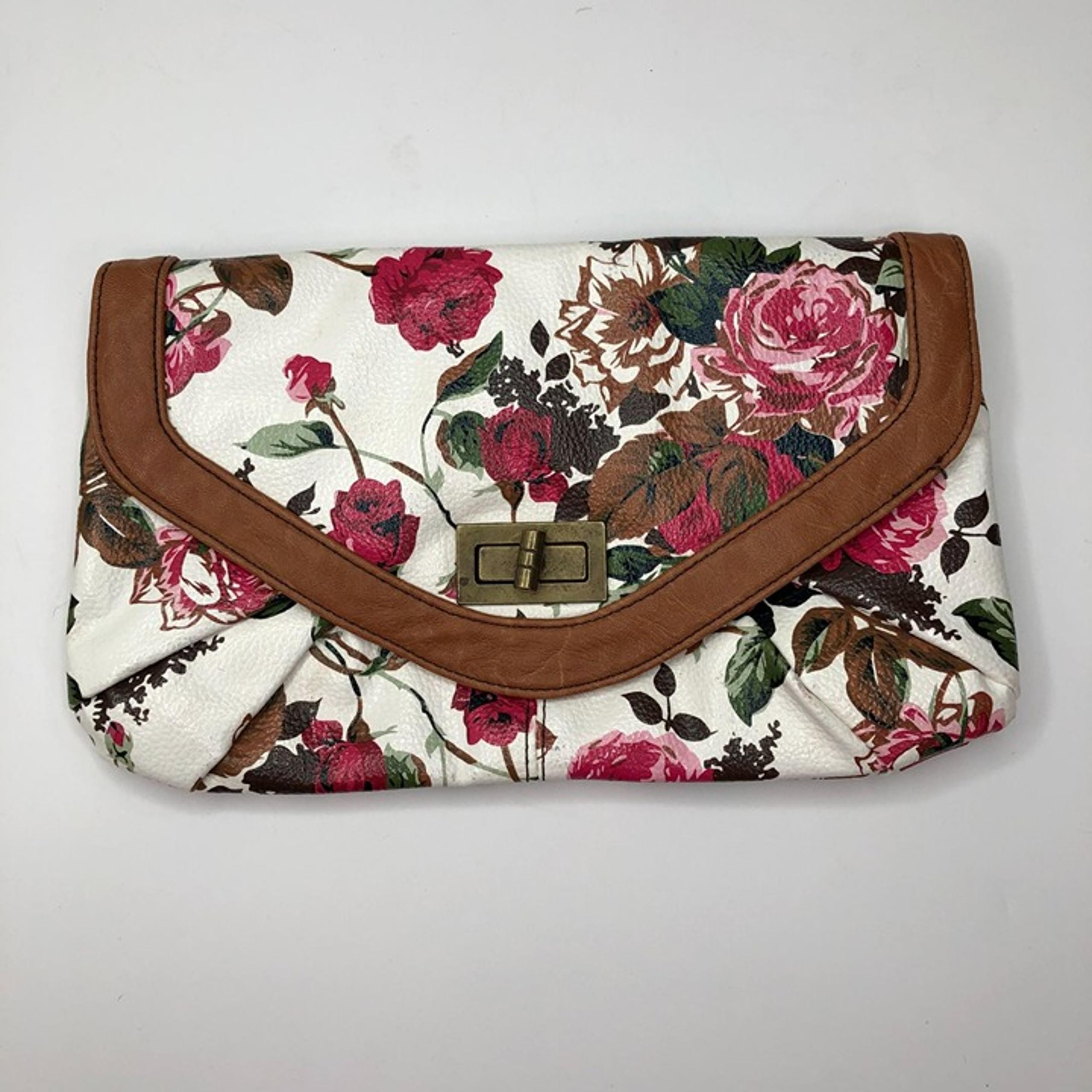 Aldo Womens Clutch Floral Purse Toggle Close Inside Pockets
