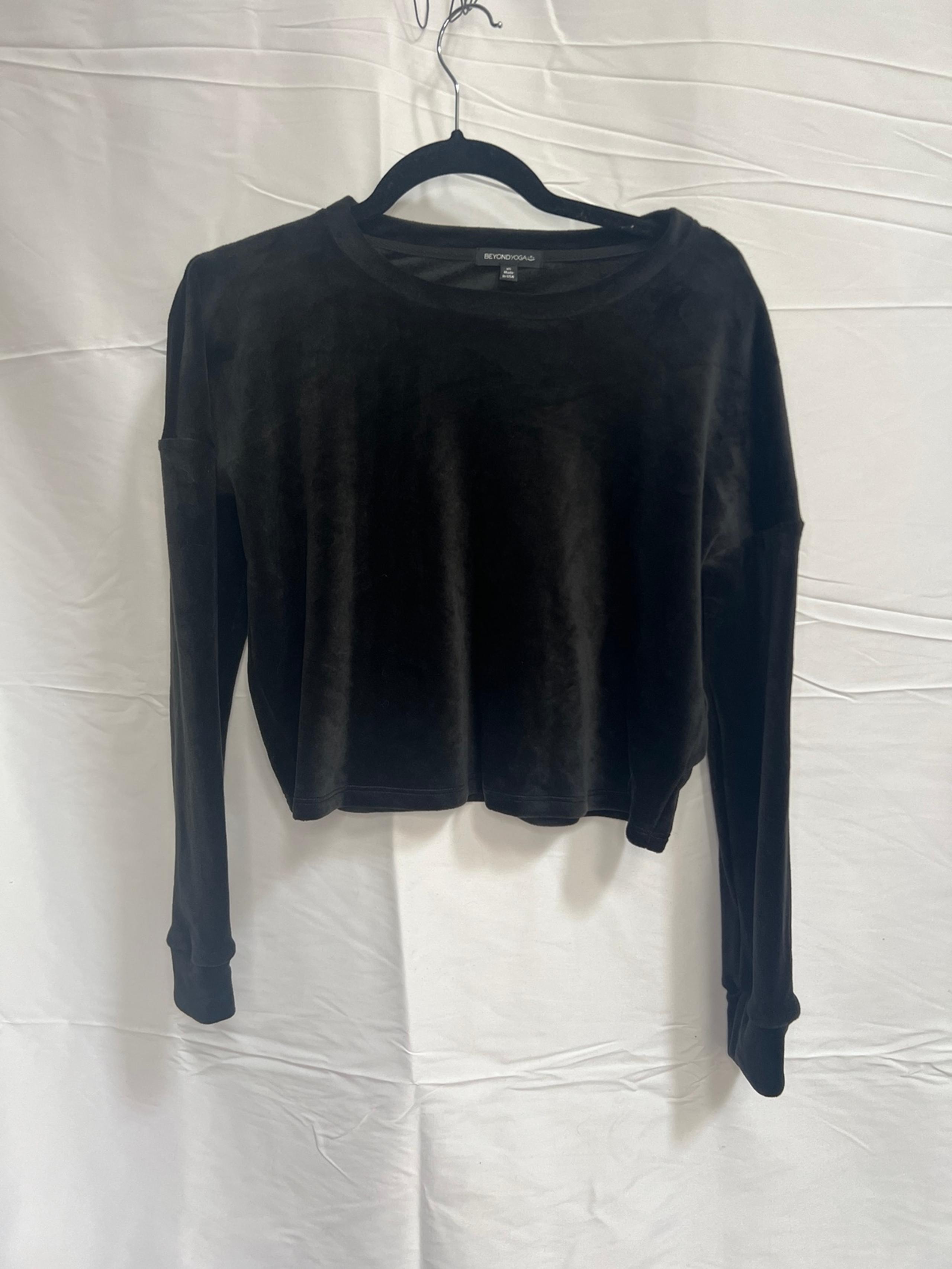 New Beyond Yoga Brushed Up Pullover Top Black XS