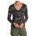 Sanctuary Women's V-Neck Cozy Pocket Sleeve Top in Distressed Camo Medium 89