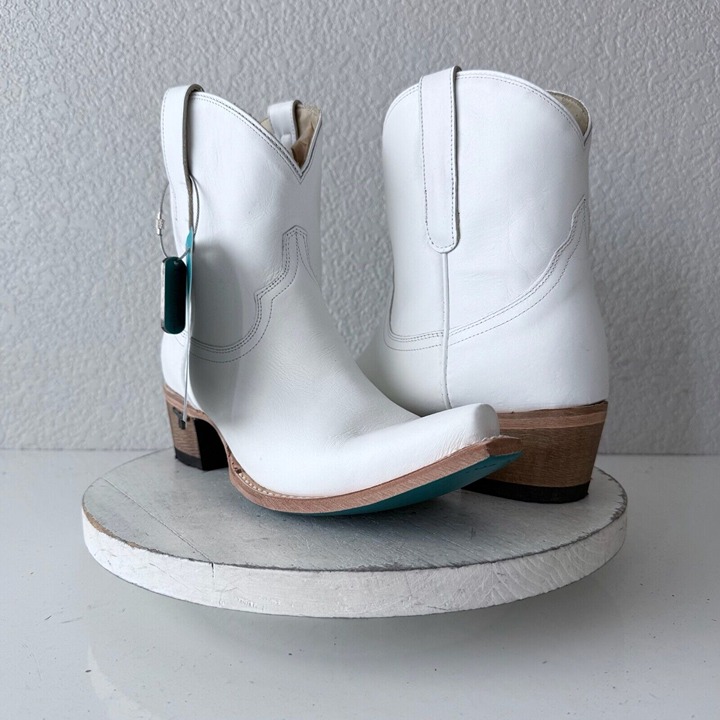 NEW Lane EMMA JANE Womens Cowboy Bootie 10 White Leather Western Cowgirl Boots