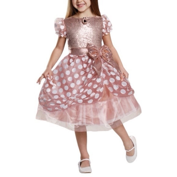 Disney Minnie Mouse Deluxe Rose‎ Gold Halloween Costume Dress XS 3T-4T