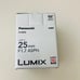 Panasonic LUMIX G Lens, 25mm, F1.7 ASPH, Mirrorless Micro Four Thirds, H-H025K (