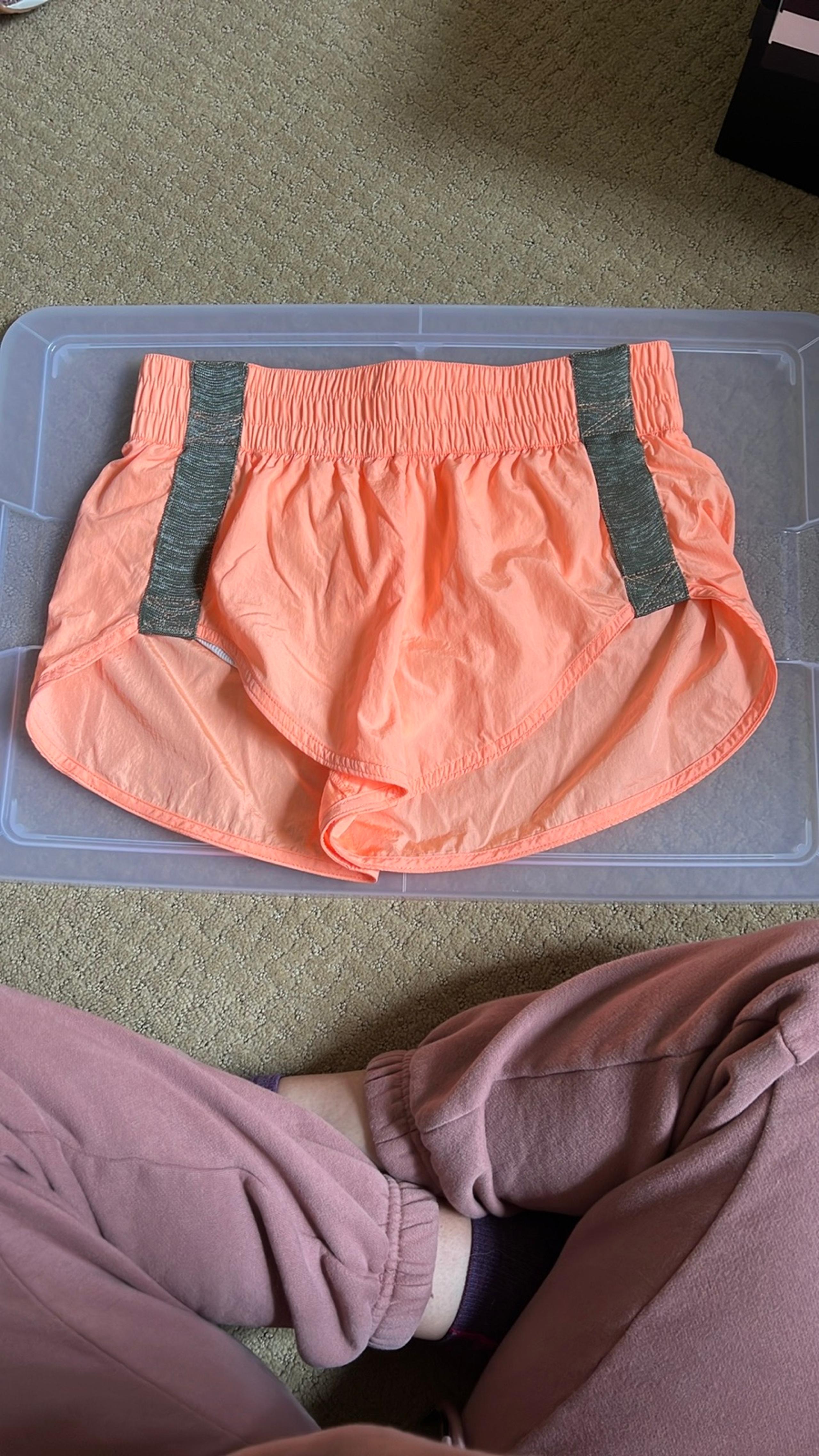 Free People Orange and Gray Athletic Shorts with Breathable Mesh