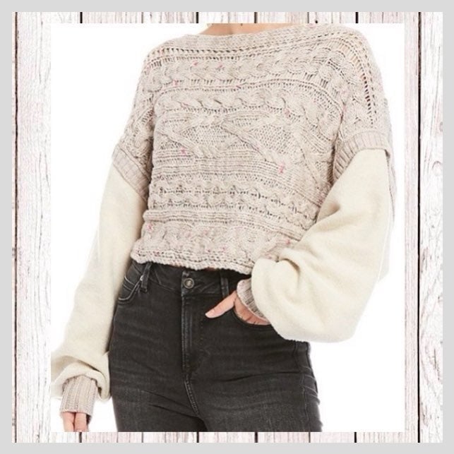 Shell White Free People Cropped Cardigan