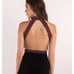 Tobi Burgundy Cropped Lace Up Halter Top Large