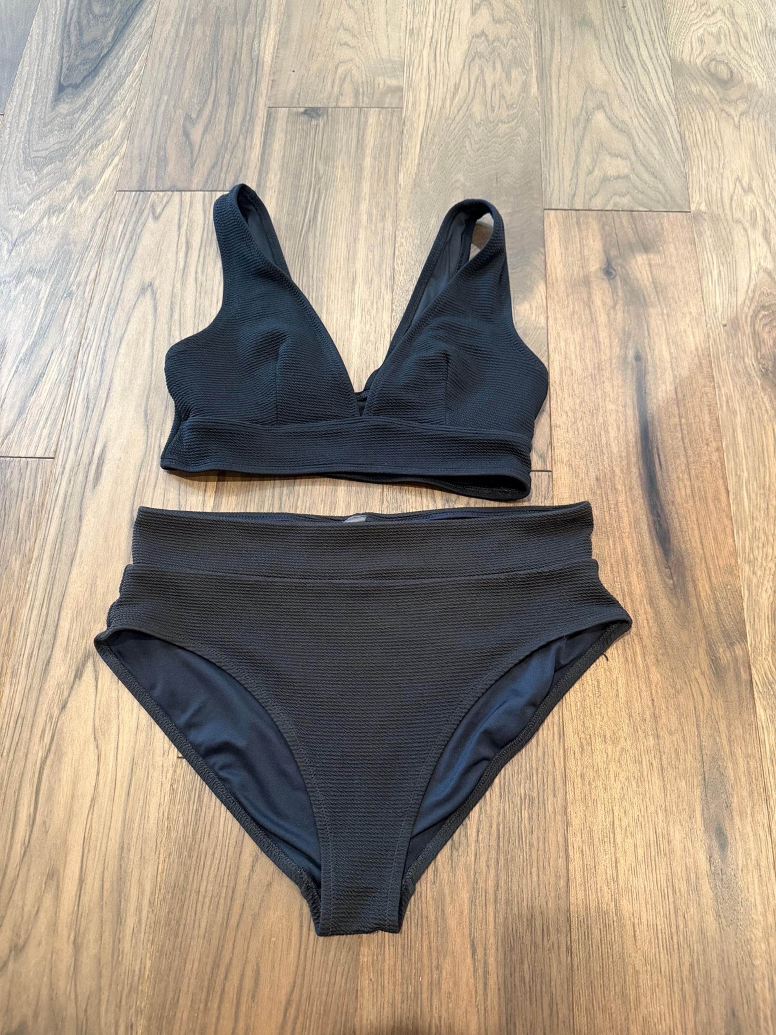 Bikini Old Navy High Waisted Ribbed Material Womens Black Size Large