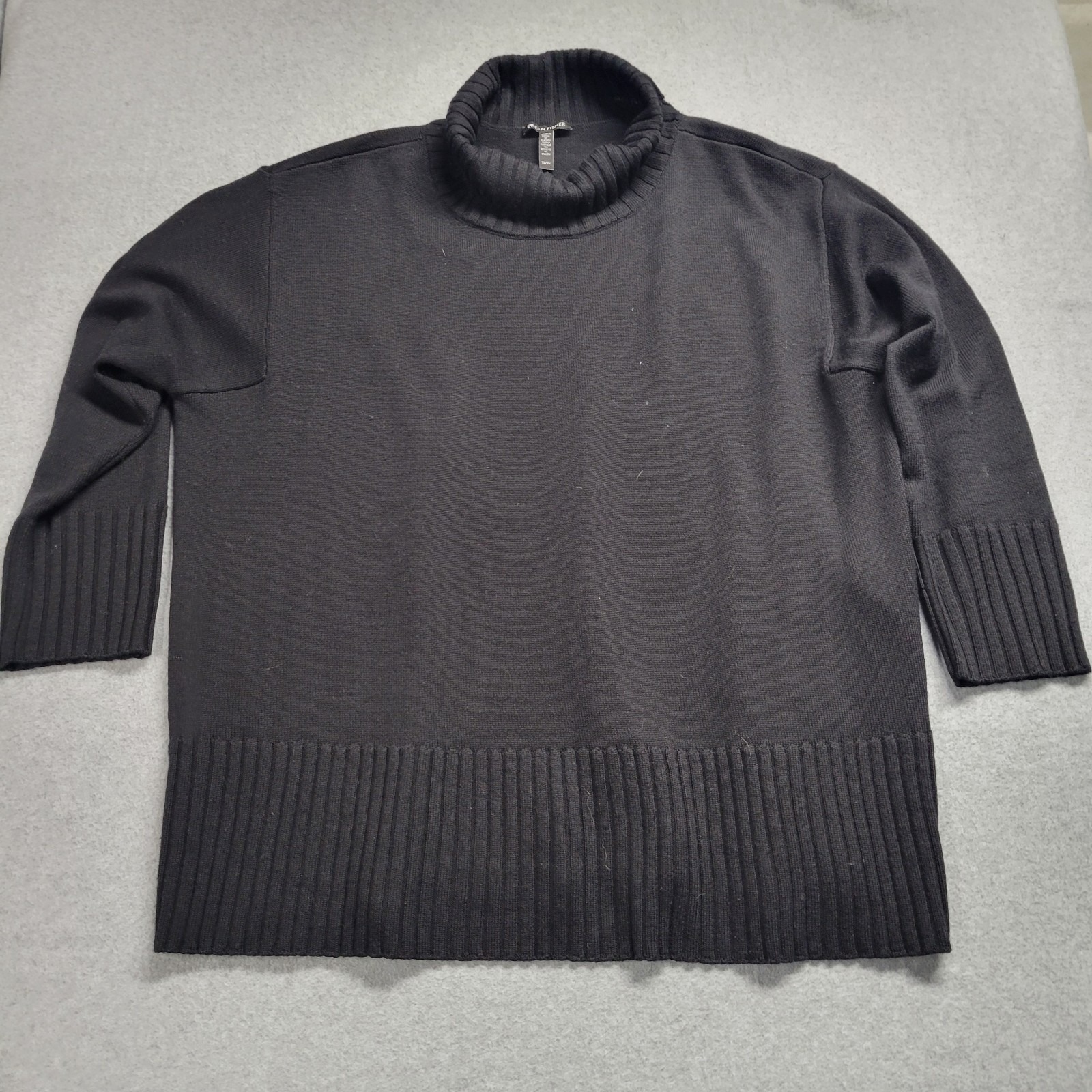 Eileen Fisher Extra Fine Merino Wool Sweater Jumper Womens Size XL Black