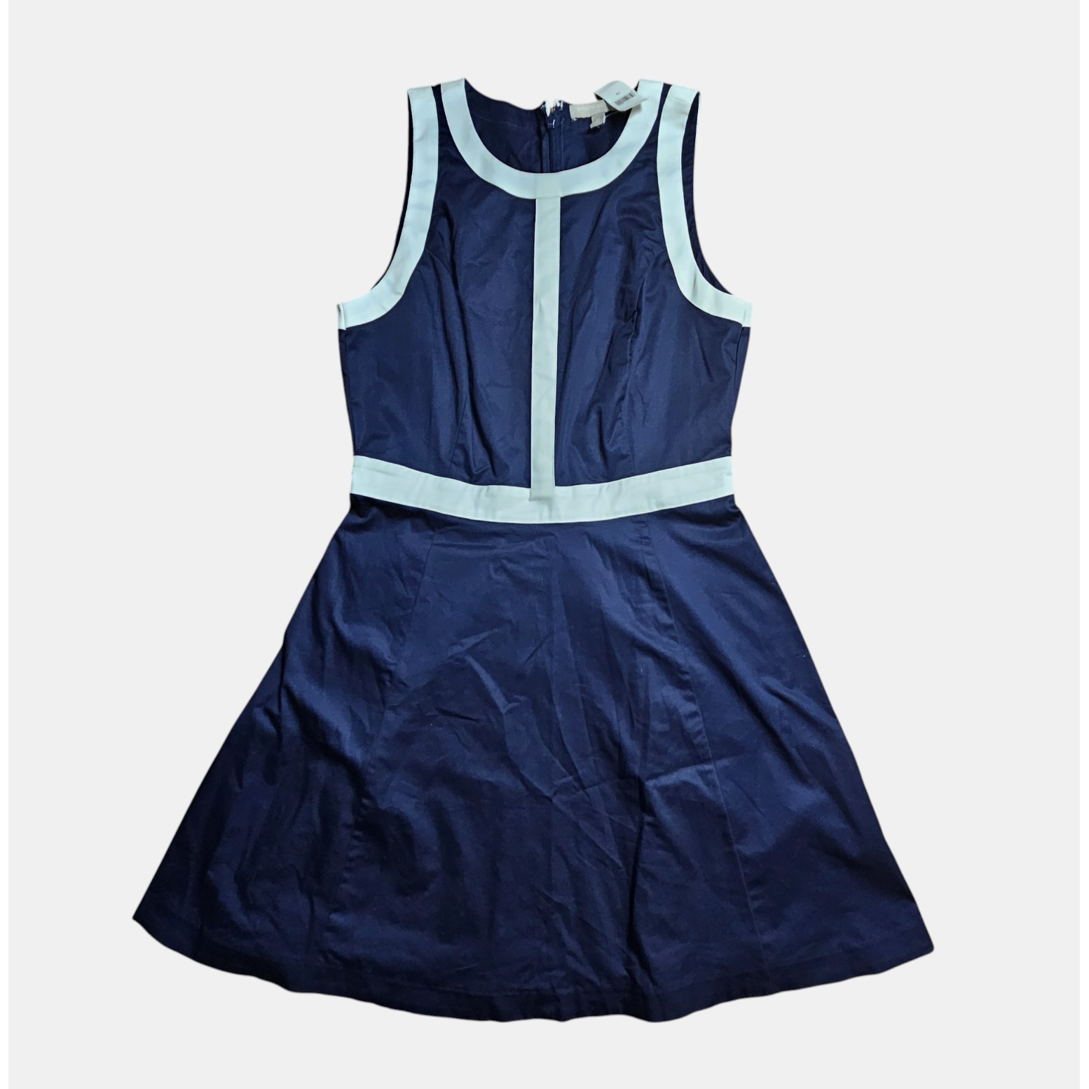 Banana Republic A-Line Dress 10 Contrast Trim Navy Cotton Nautical Old Money NWT