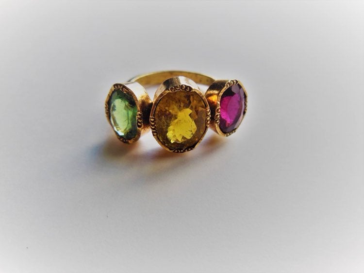 Multi Color Tourmaline Ring