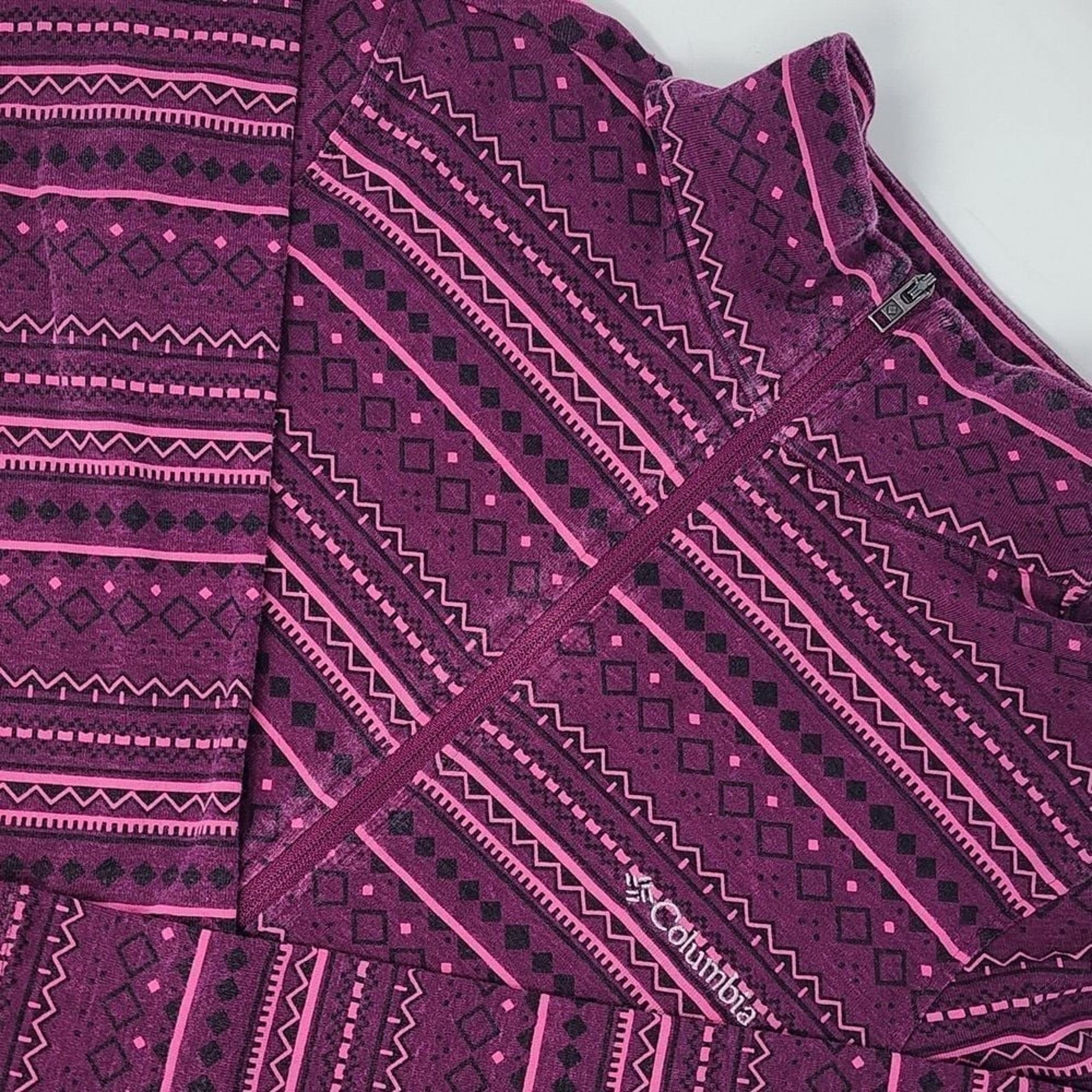 Columbia 1/4 Zip Pullover Long Sleeve Shirt Women's XS Pink Purple Aztec Print