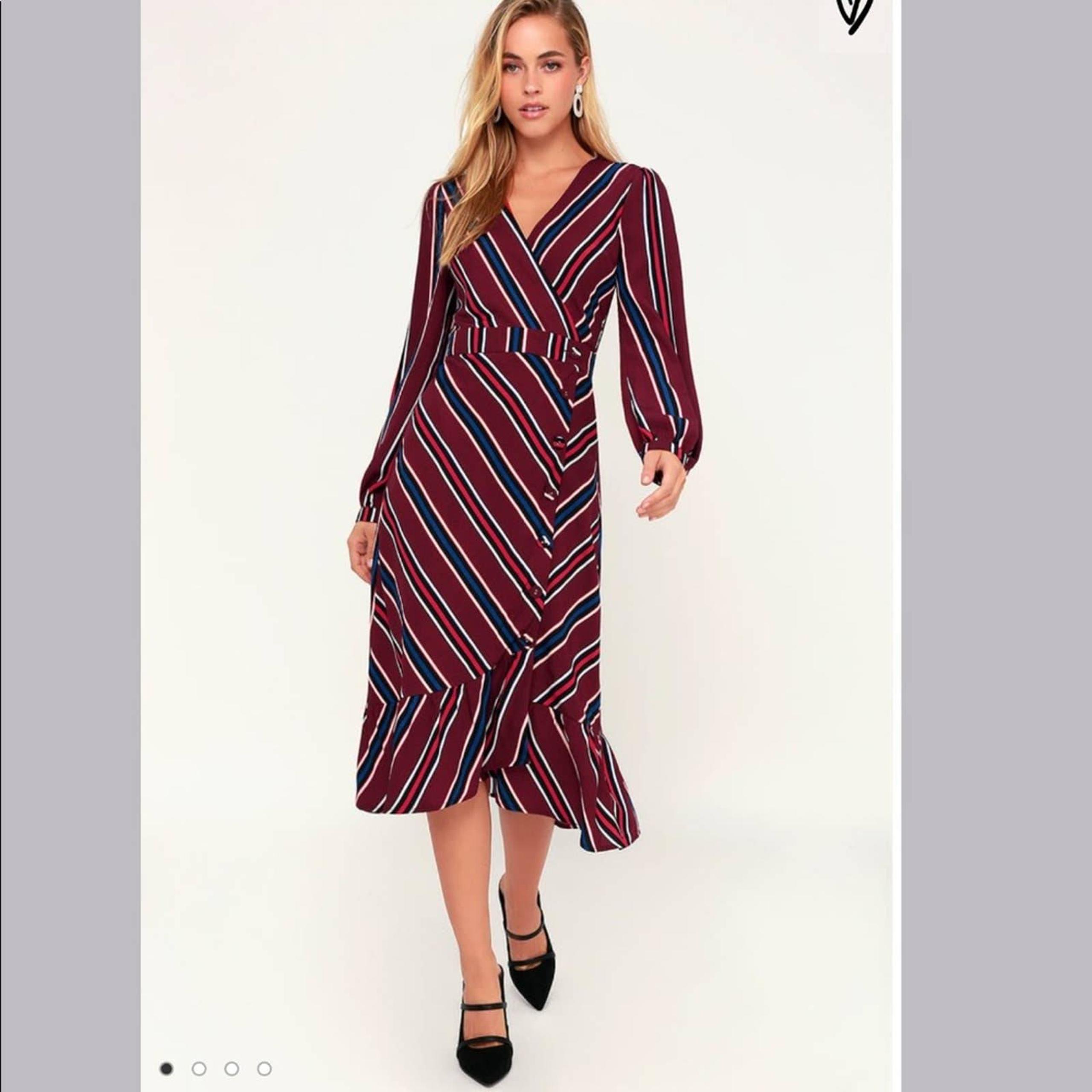 LULU’S Kendle Striped Midi Dress XS