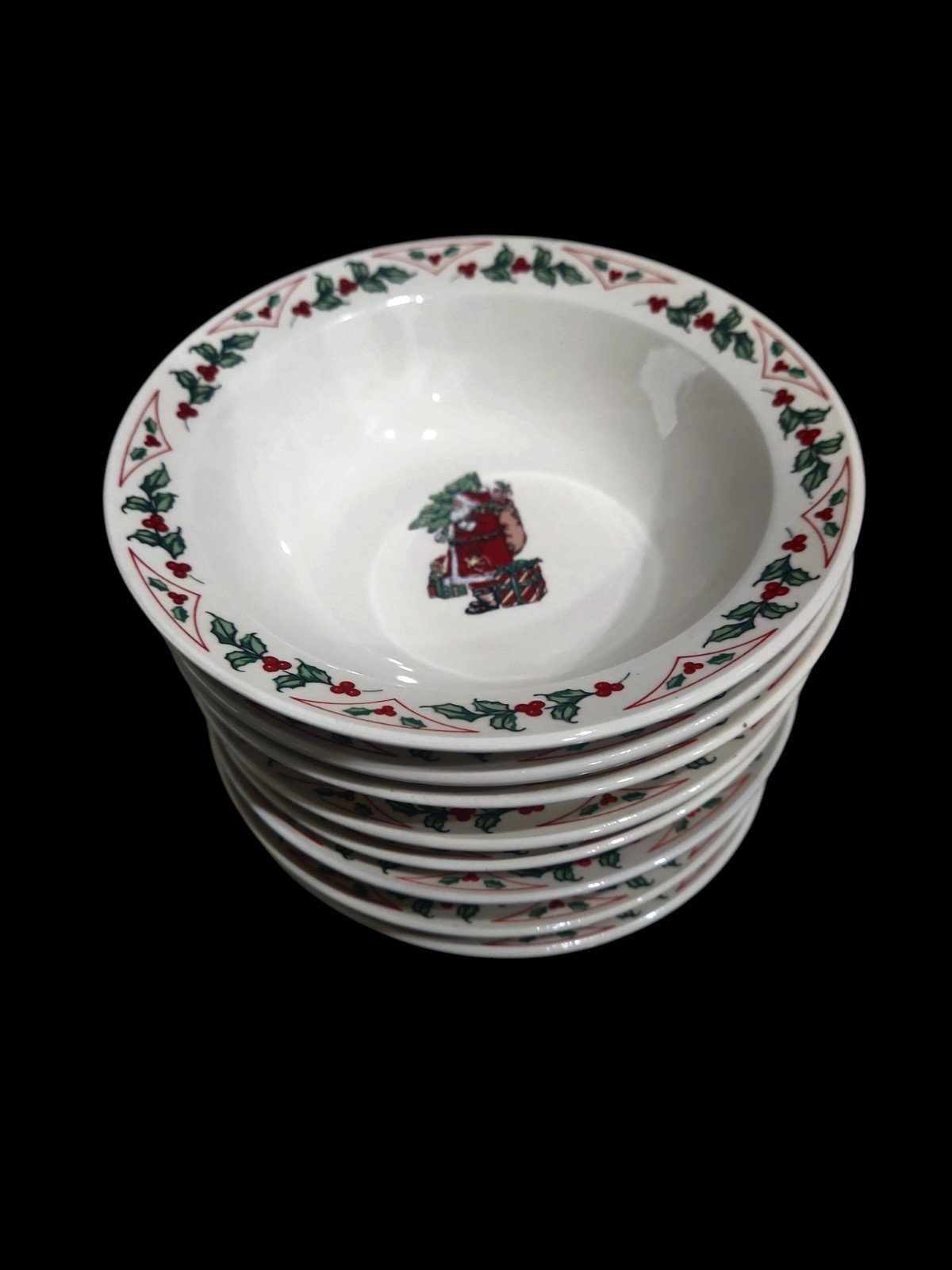Gibson Christmas Holly Berry Set of 8 Bowls