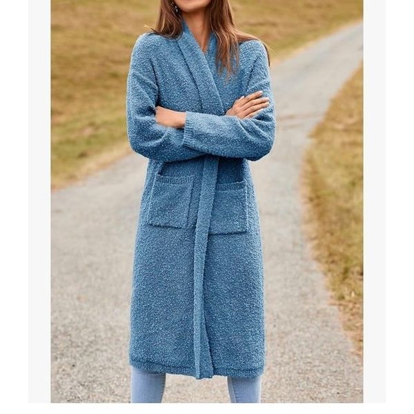 Oversized Chunky Fuzzy Lapel Duster Cardigan
