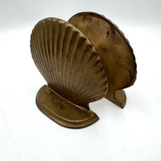 Brass Clam Shell Bookends Vintage Shell Bookends Shell Figurine Beach Decor