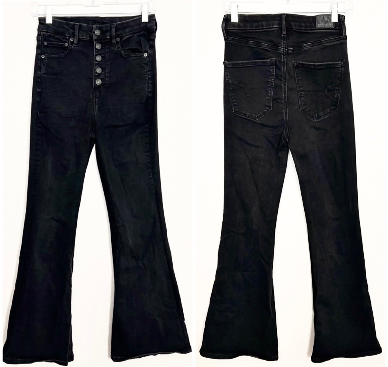 hot sales American Eagle Black 0 Size Jean Flare Rise Highest Curvy Stretch Level Next Women hot sales American Eagle Black 0 Size Jean Flare Rise Highest Curvy Stretch Level Next Women