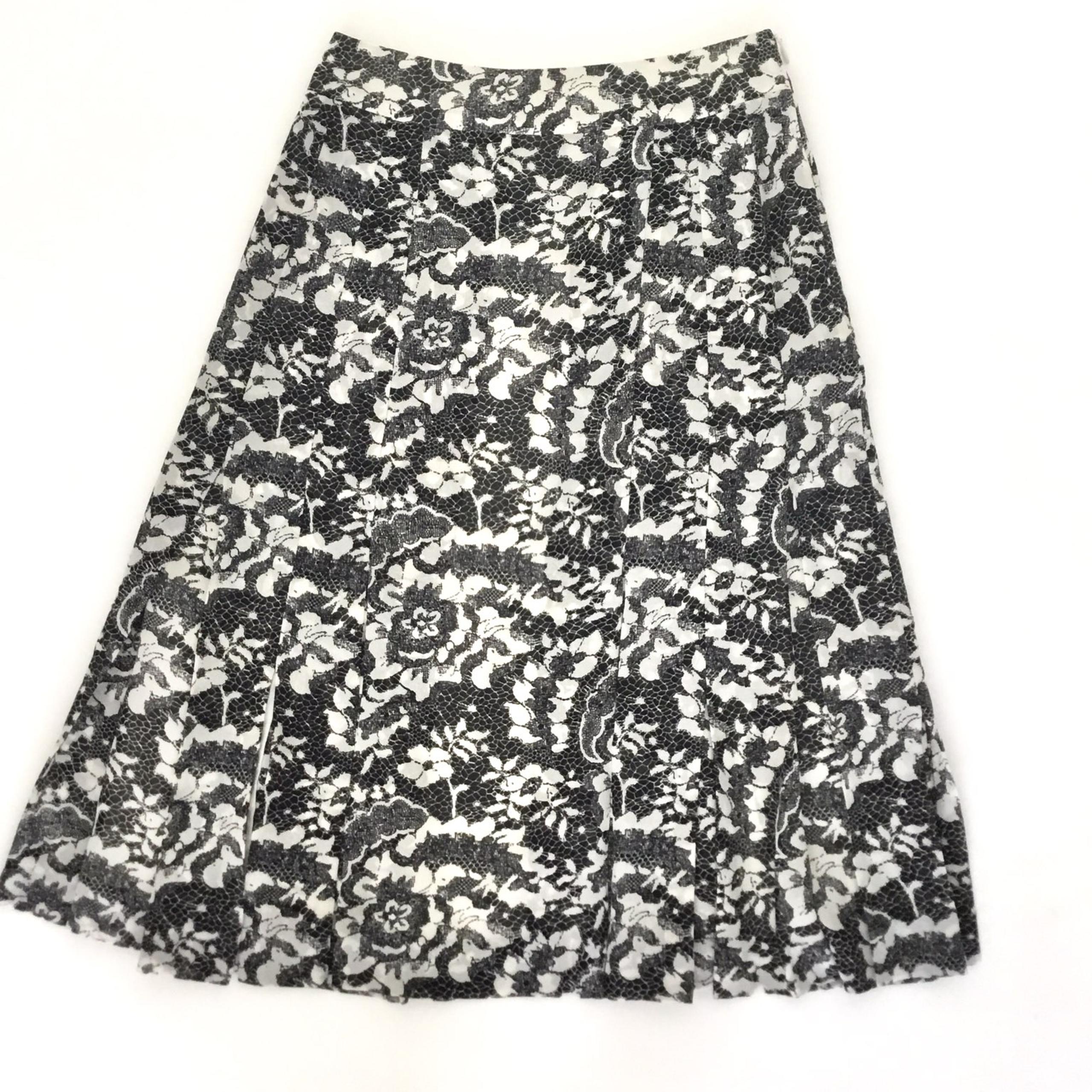 Escada Lace Print Silk A-line Skirt 34/0