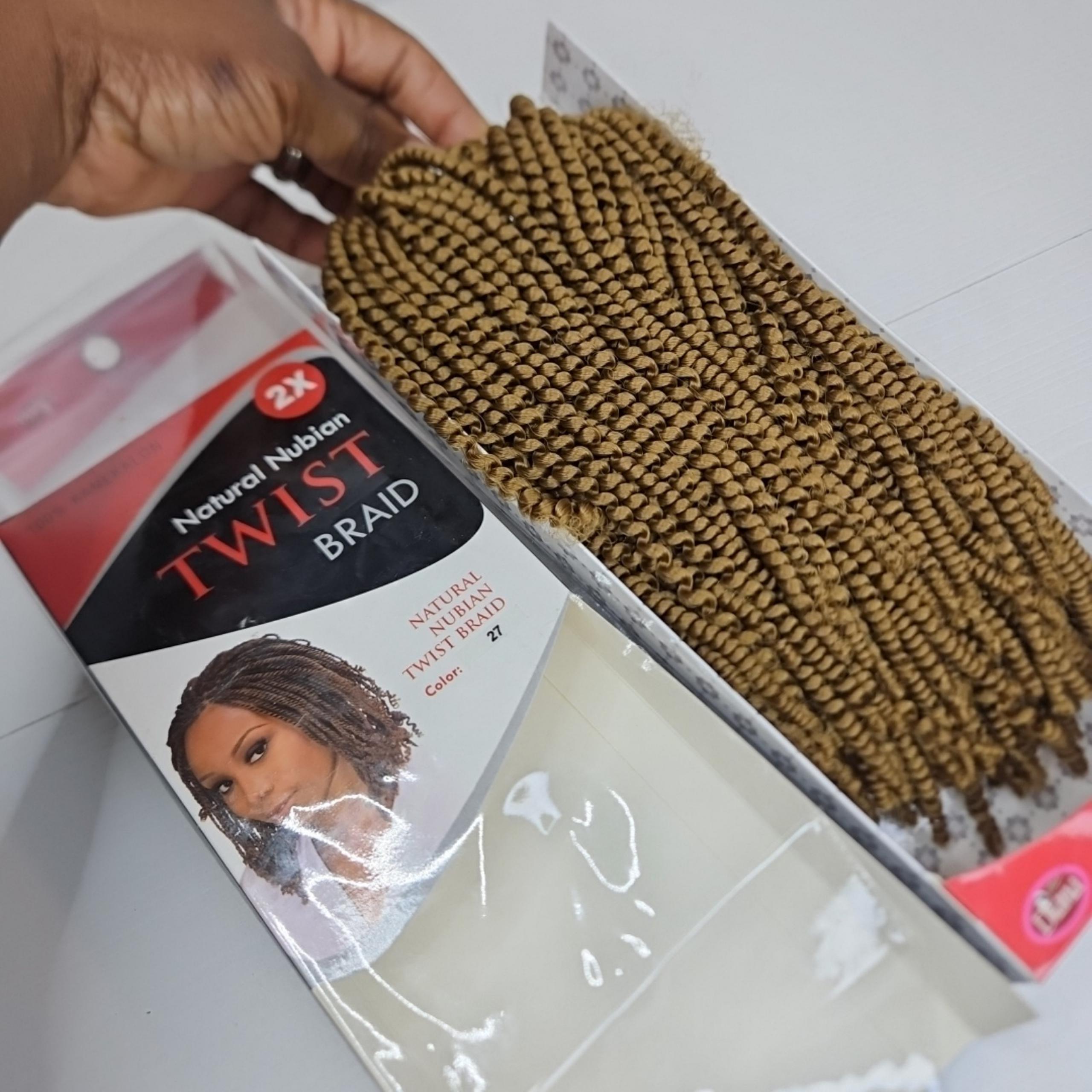 (27)Original Natural Nubian Twist Braid 100% Kanekalon 2X Braiding Elastic Twist