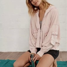 Free People Movement Fave Bae Hoodie Sweat Jacket Full Zip Shaded Pink