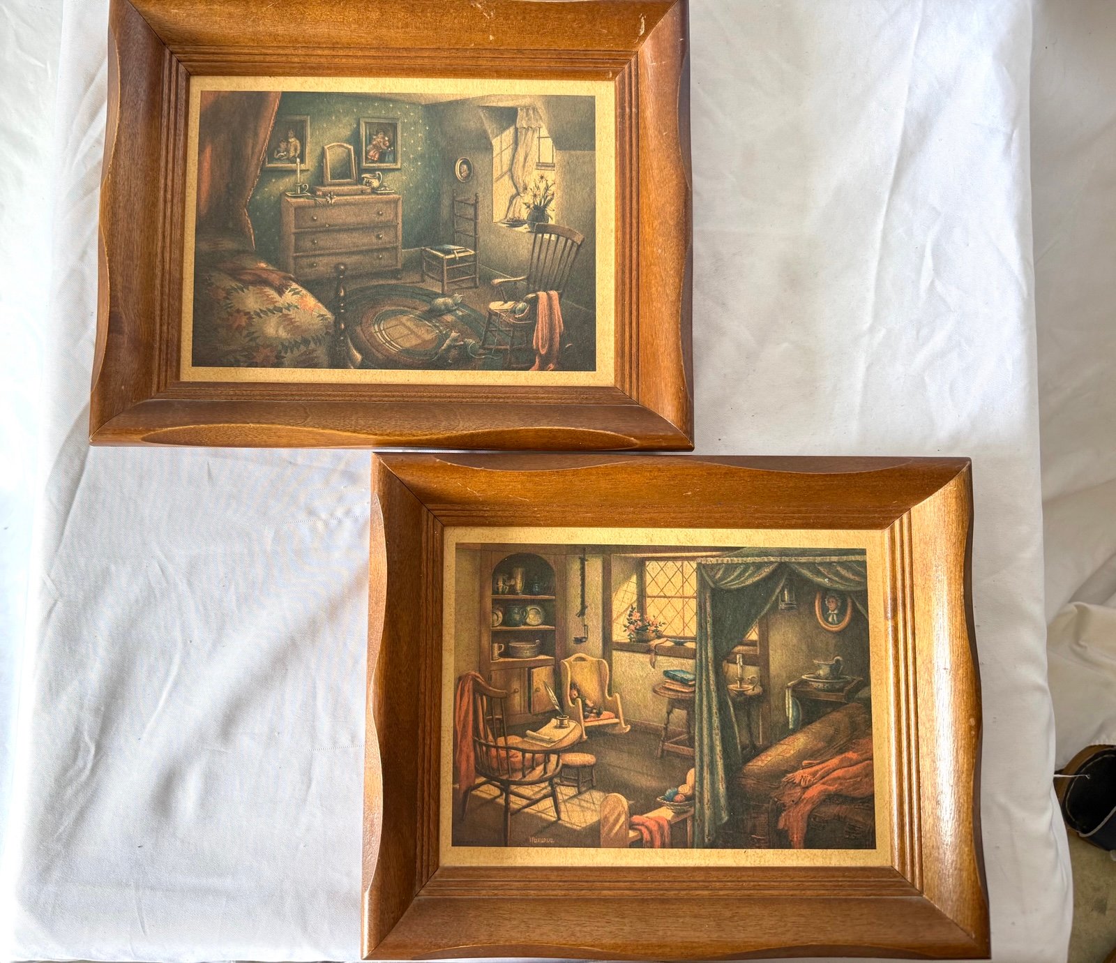 Vintage Cottagecore Wooden Framed Wall Art set of 2