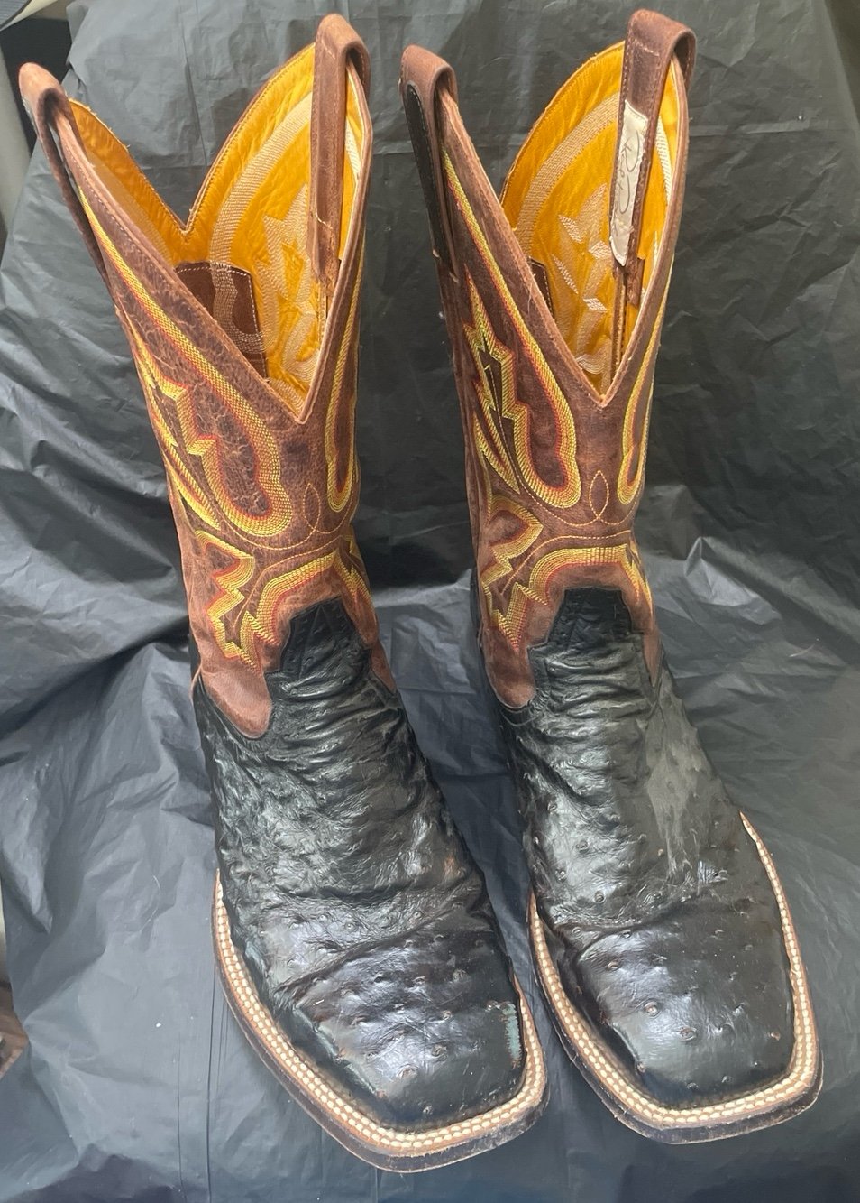 Rod Patrick full quill ostrich cowboy square toe boots size 10 1/2 - 11
