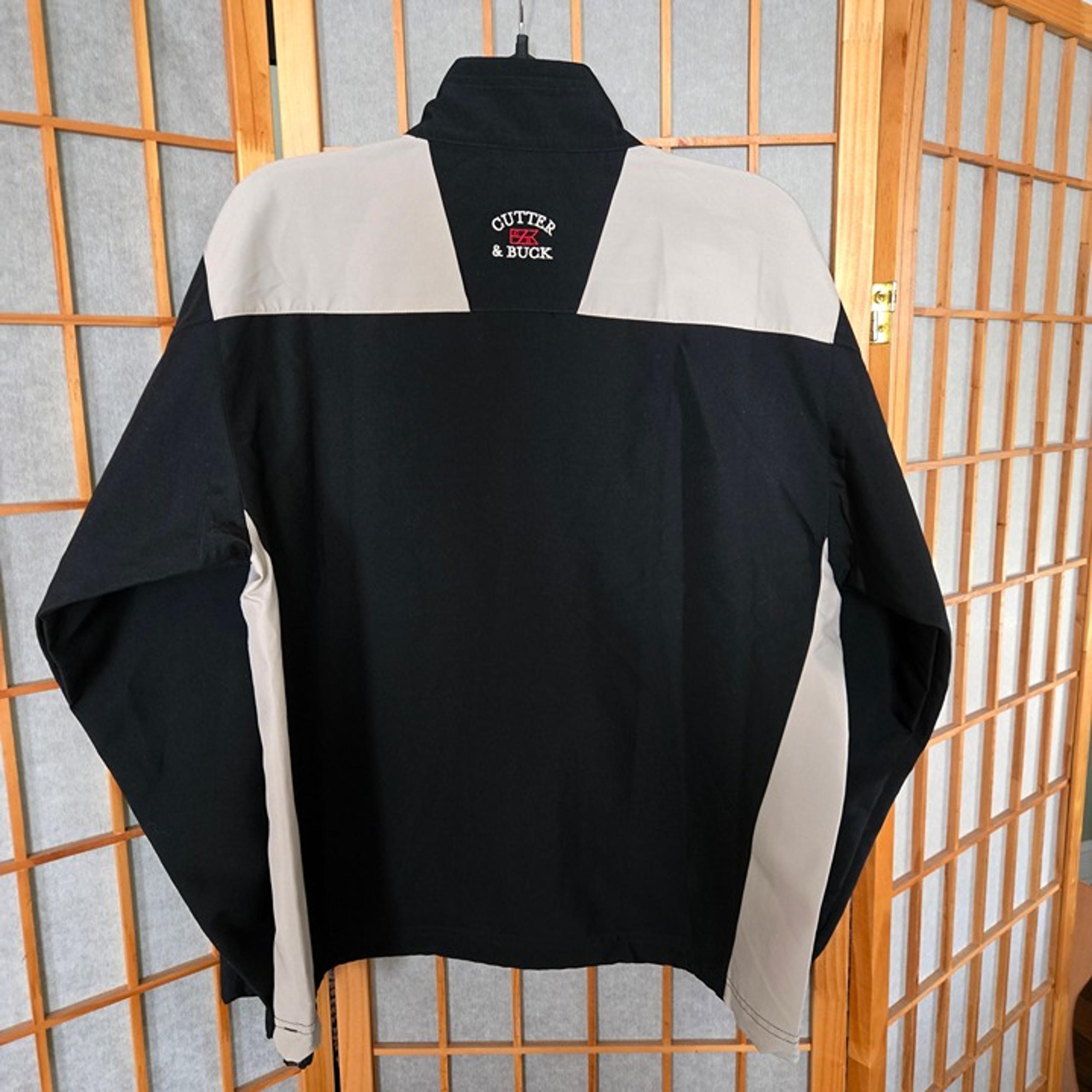 Men's Cutter & Buck Full Zip Windbreaker Jacket M (Short) Black Beige