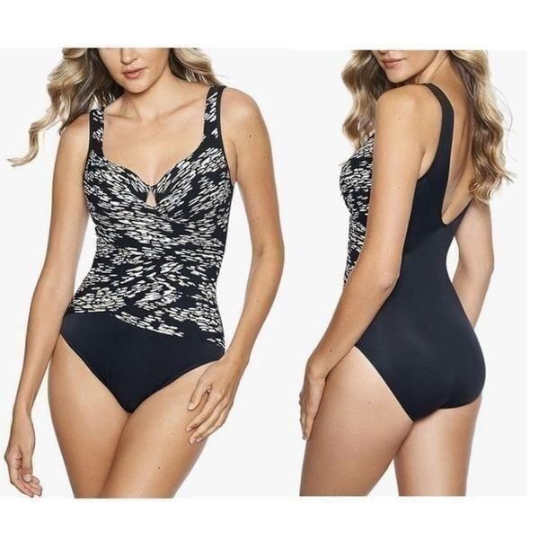 Miraclesuit Layered Escape Tummy Control Underwire Bra One Piece Swimsuit
