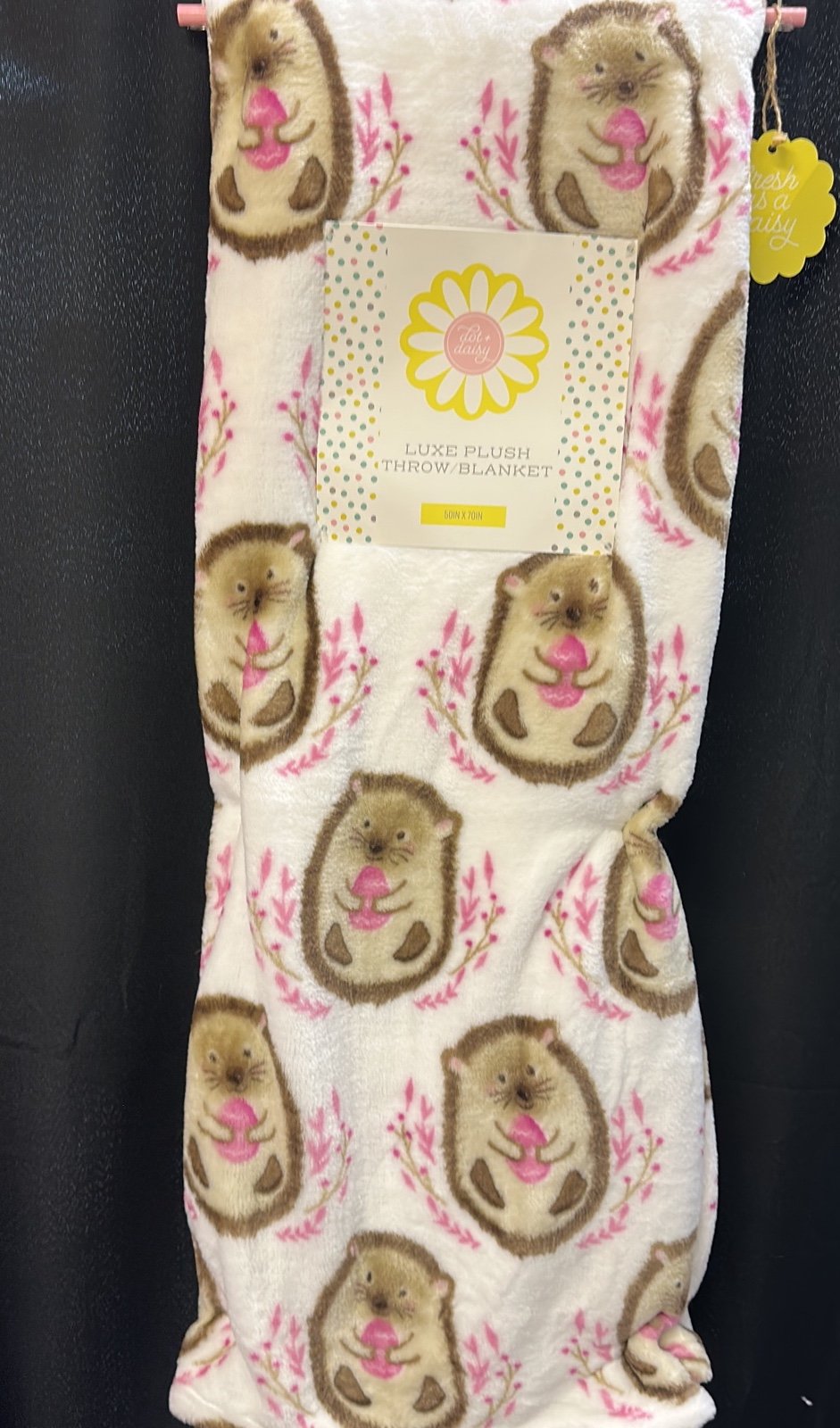 Pink easter hedgehog throw blanket