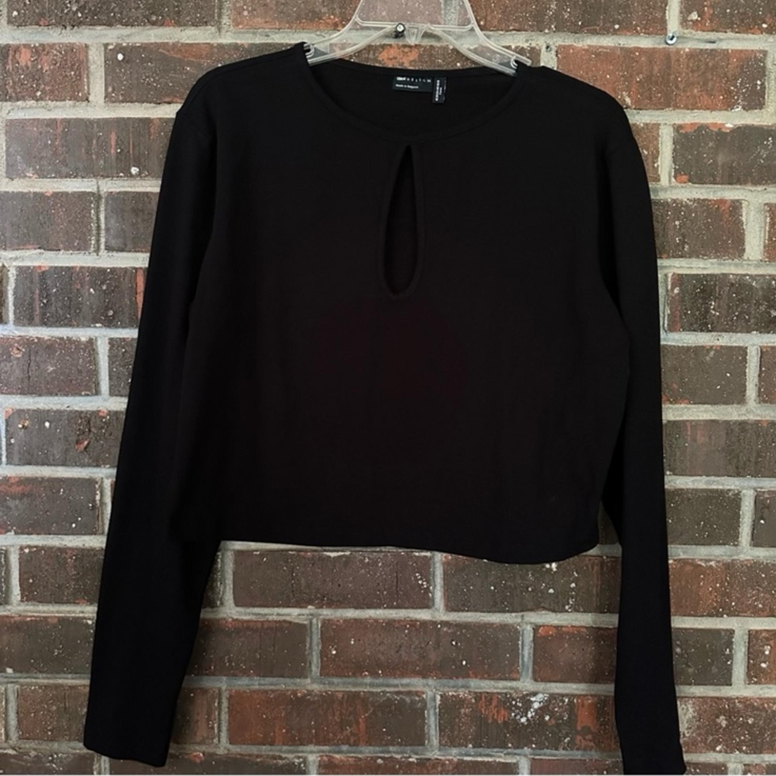 NWOT Black Cropped Long Sleeve ASOS Curve Plus Size Keyhole Top