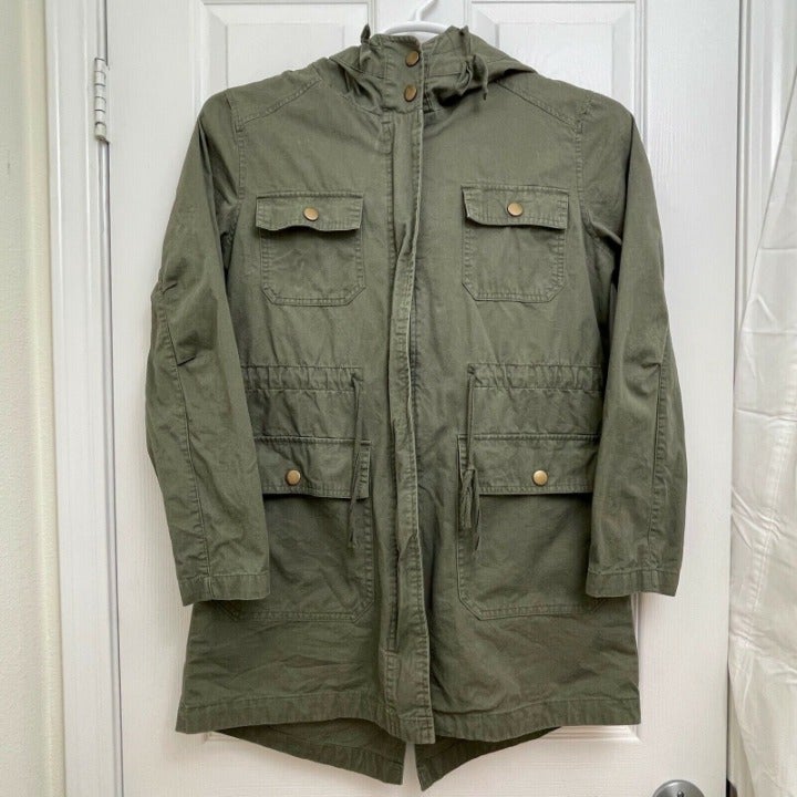 Active USA Utility Hooded Full Zip Jacket Women's S Green Style #J2044
